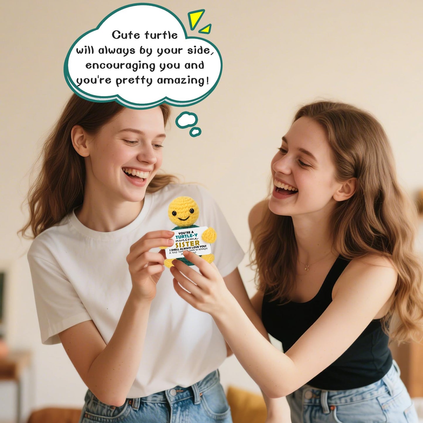 Christmas Sister Gifts from Sisters  Birthday Stocking Stuffers Sister Gifts for Women Girls mature-themed  I Love You Sister in Law Bestie Soul Sister Gift Presents Small Cute Handmade Knitted Crochet Turtle