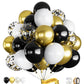 Haolongfa 12 Inch Black And Gold Balloons,60Pcs Black White And Gold Confetti Balloons,Black And Gold Latex Balloons For Graduat