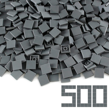 Dark Bluish Gray 2×2 Tile ×500 Parts And Pieces Flat Moc Bricks, Bulk Building Blocks For Smooth Surface Wall Floor, Toy Accessories Compatible With Major Brands