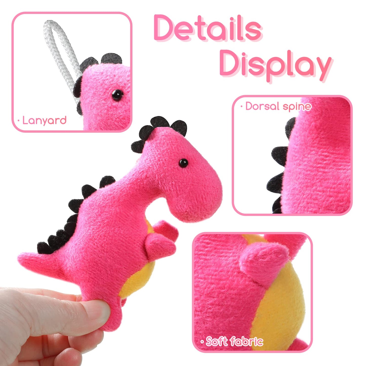 20 Pack Dinosaur Plush Stuffed Set, Mini Animal Cute Dinosaur Figures, Soft Keychain Toy For Kids Toddler Goodie Bag Filler, Doll Machine, Treasure Carnival Prizes Birthday Party Favors Gifts
