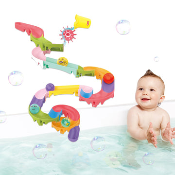Taseyok Toddler Bath Toys For Kids, Diy Bathtub Toys With Suction Cups, Fun Baby Shower Toys With Slide Track Birthday Gift For 