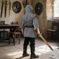 Chain Mail Costume Kids Medieval Knight protective covering Set with Hood & Belt for LARP Halloween Cosplay 3'4''-3'9''