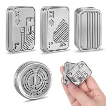 Ggstddup 4 Pcs Poker Fidget Slider Fidget Toy Adults Poker Push Card Metal Magnet Edc Pusher Finger Top Suitable For Teenagers A