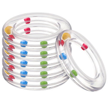 Toyvian 6Pcs Baby Toy Rings, Baby Rattles Plastic Clear Hand Bell Shaker, Rattle Inserts For Baby Toys, Developmental Baby Toy For Early Learning, Newborn Toddler Gifts
