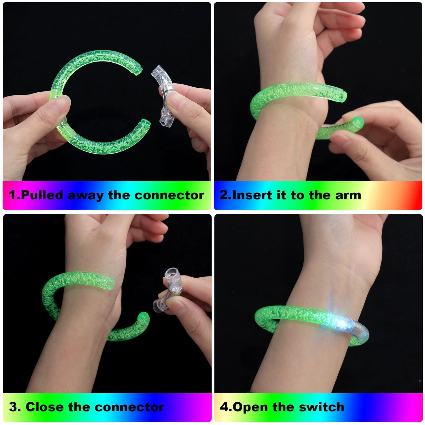OLUPP 28 Pack Glow Bracelets, Glow Party Supplies Favors,6 Color Glow In The Dark LED Bracelets Light Up Bracelets Glow Sticks P