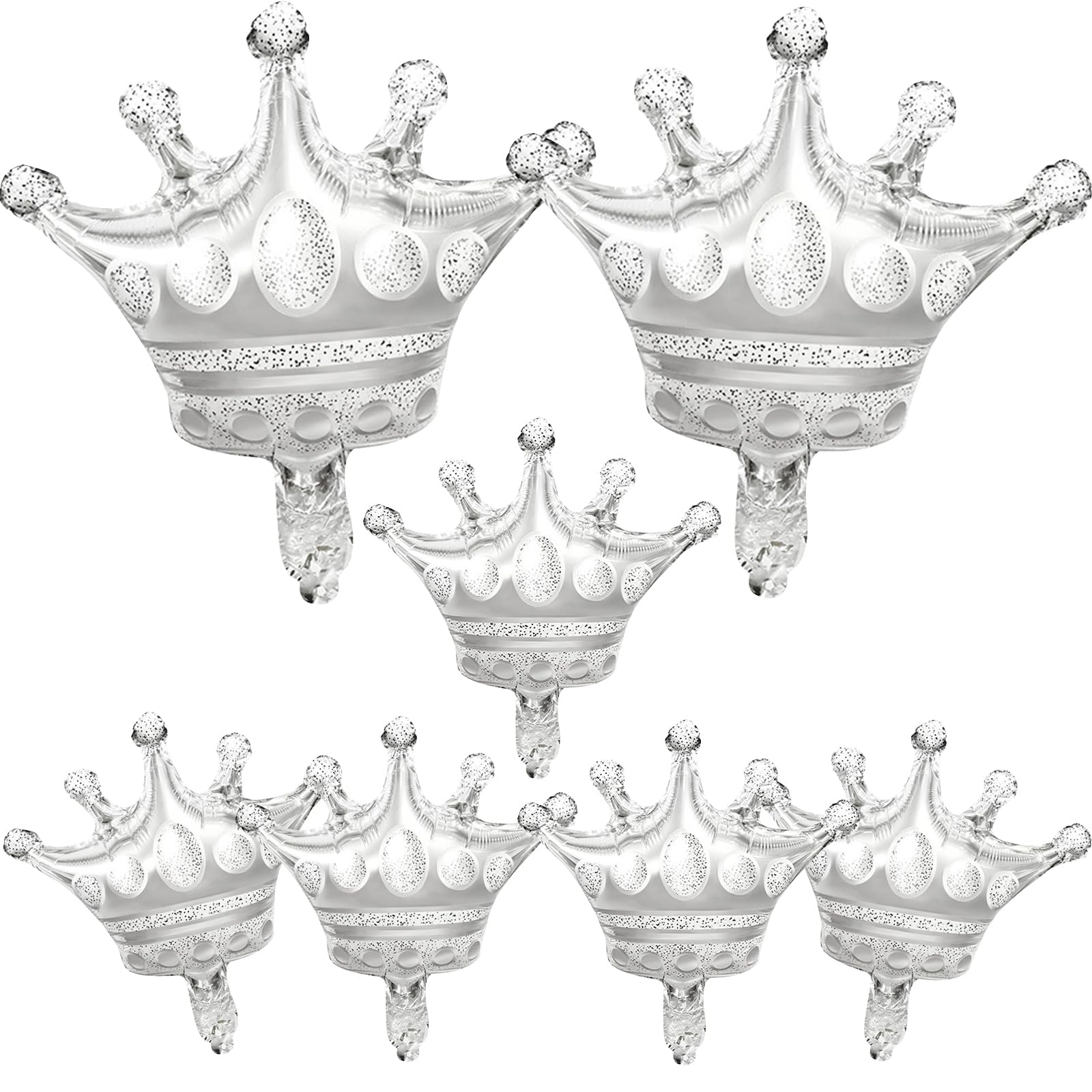 7Pcs Crown Balloons Silver Foil Crown Balloon For Birthday Wedding Party Baby Shower Decorations Anniversary Supplies 2 Large And 5 Small Size