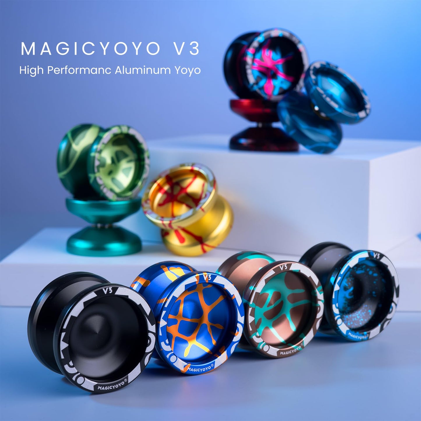 MAGICYOYO V3 Responsive Yoyo Professional Dual Purpose Metal Yoyo for Kids Beginners & mature-themeds  Includes Replacement Bearing  12 Strings  Removal Tool  Axle  & Case (Brown Green)