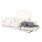 Dollhouse Furniture Mini Bed Set, Realistic Bedroom Accessories for 6 inch Dolls, Decorative Grey Bedspread & Pillows, White Woo