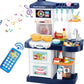Hcfjeh Kids Play Kitchen Toy Playset, Toddler Kitchen Toy Accessories Set W/Remote Control, Real Sounds & Light, Play Sink & Pre