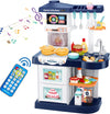 Hcfjeh Kids Play Kitchen Toy Playset, Toddler Kitchen Toy Accessories Set W/Remote Control, Real Sounds & Light, Play Sink & Pre