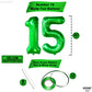 Katchon, Dark Green 15 Balloons Number - 40 Inch | Green Number 15 Balloons For 15Th Birthday Decorations | 15 Birthday Balloons For 15Th Birthday Decorations For Boys | Green Birthday Decorations