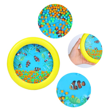 Ocean Drum Wave Bead Drum Gentle Sea Sound Music Gift Musical Educational Sea Sound Drum Tool For Kid Child Baby (Yellow)