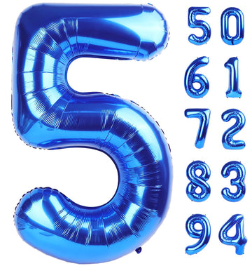 Navy Blue 5 Balloon, Number Balloon 40 Inch, Blue Party Supplies, 5Th Birthday Balloon Decorations, 5 Number Balloons, Number 5