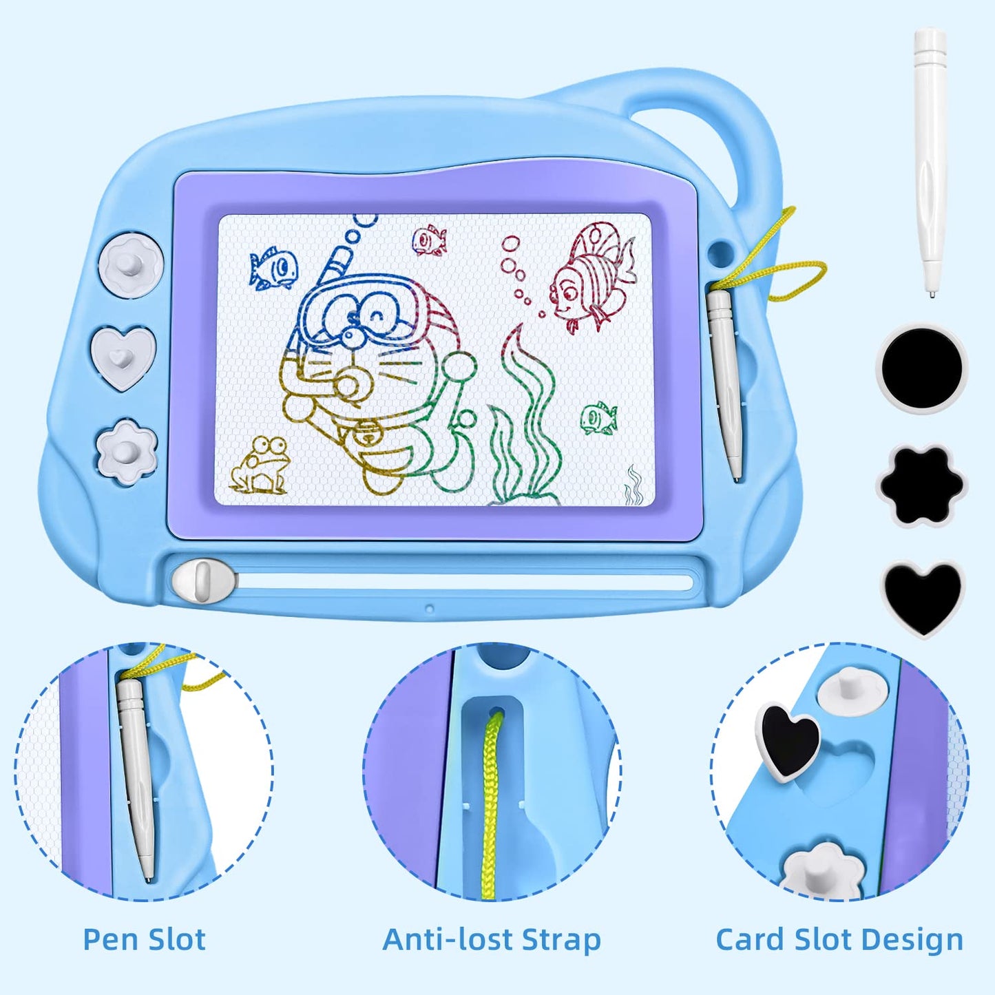 AiTuiTui Magnetic Drawing Board Mini Travel Doodle, Erasable Writing Sketch Colorful Pad Area Educational Learning Toy for Kid/T