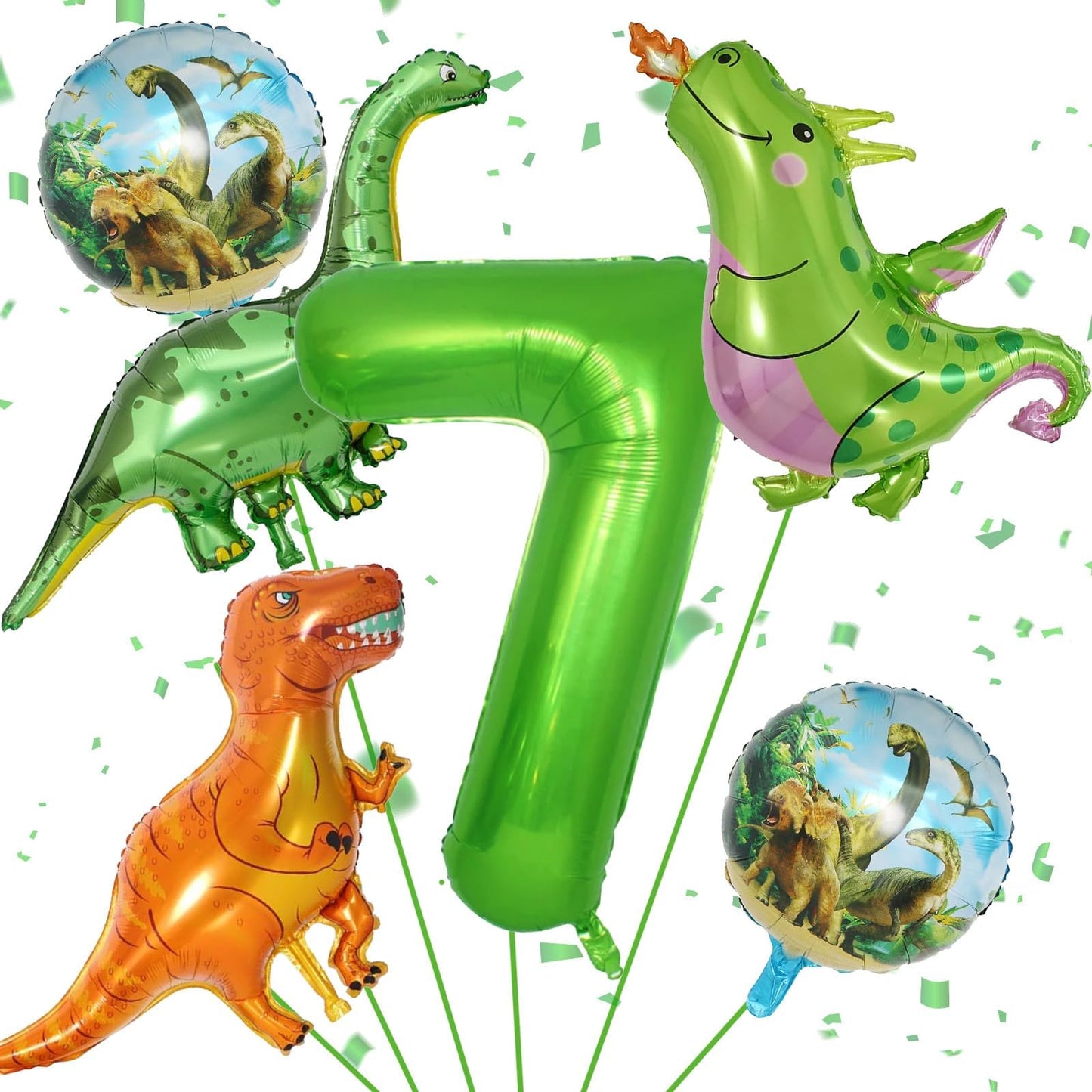 Dinosaur 7Th Birthday Decorations, Dinosaur Birthday Party Decorations With Giant Inflatable Dinosaur Balloons 40 Inch Helium Foil Mylar Number 7 Balloons For Dinosaur Theme Birthday Party Decorations
