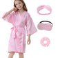 Kid Girls Spa Costume Party Set with Eyemask Hairband Hair Ring  Silky Plain Kimono Robes for Wedding Flower Robe (Pink  Tag 8)