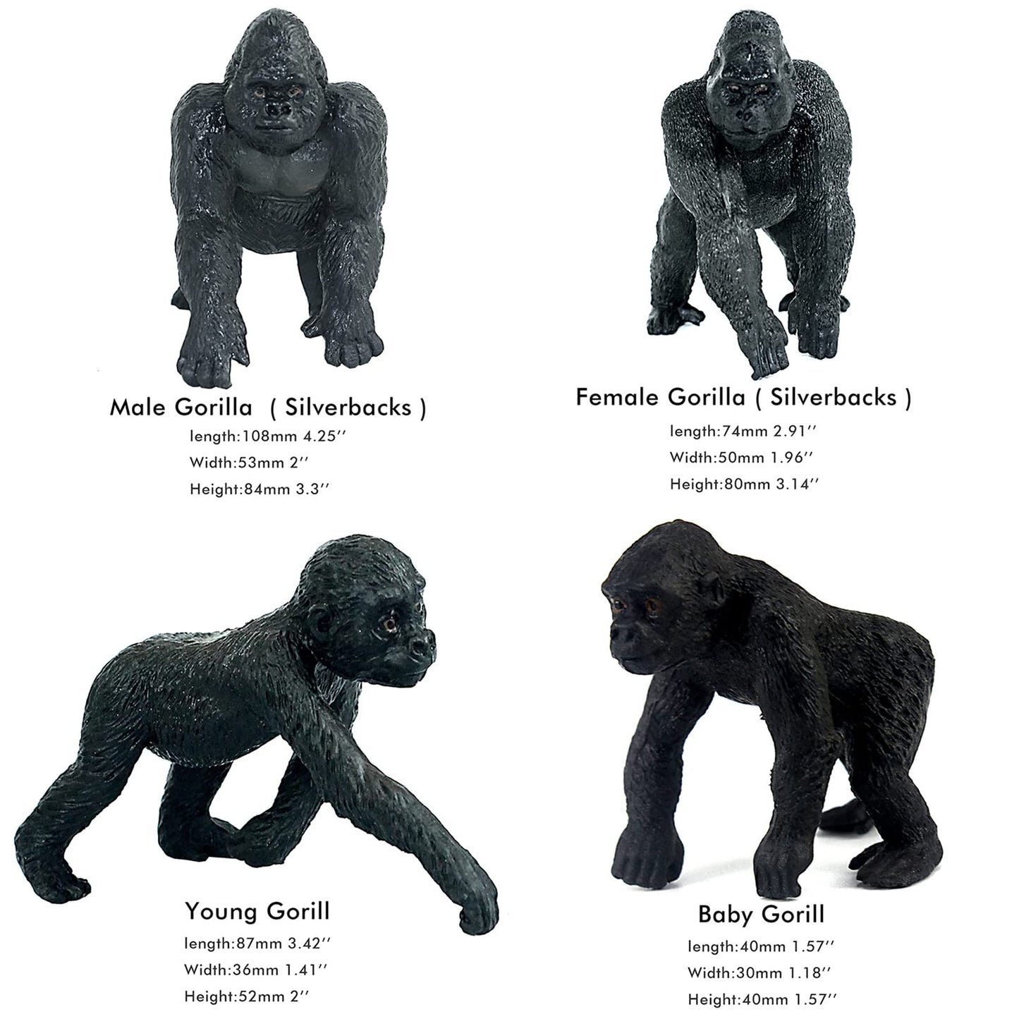 FUNSHOWCASE 10-Piece African Jungle Animals Toy Set - Realistic Chimpanzees & Gorilla Figurines for Play and Collecting