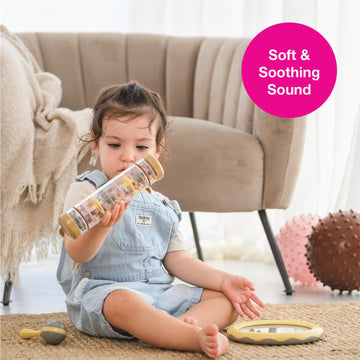 Edushape Rainstick 8 Inch Boho Chic - Rainmaker Toy For Babies, Sensory Tubes Musical Instrument - Rain Stick Baby Toy For Soothing Rain Sounds, Perfect Tummy Time Toys, Engaging Toddler Sensory Play