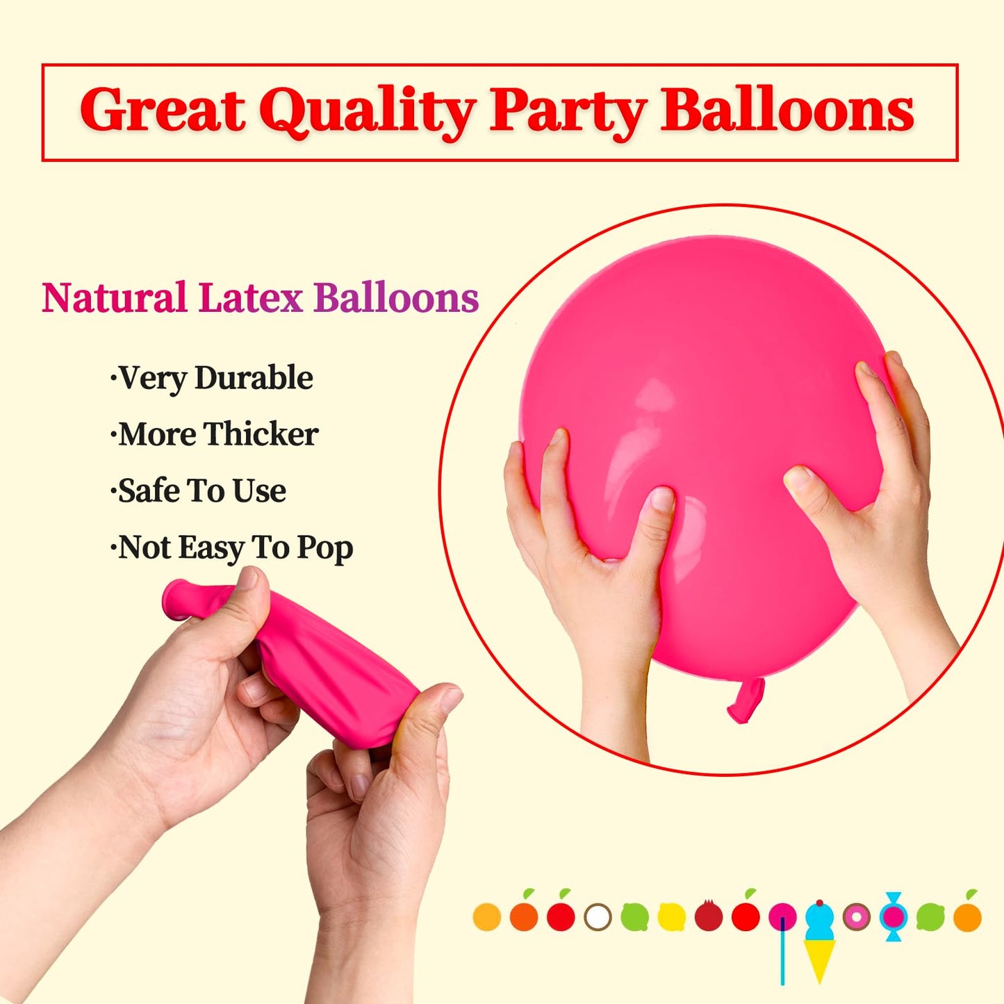 110Pcs Hot Pink Balloon 12 Inch, Hot Pink Latex Balloons For Birthday Party Baby Shower Wedding(With 2 Ribbons).