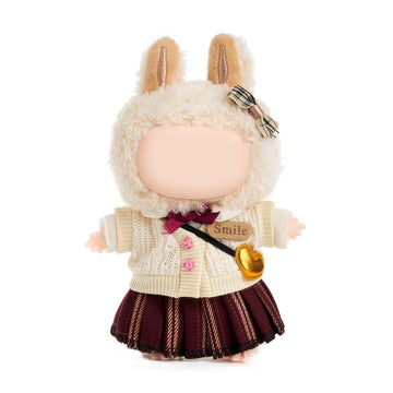 QIUTIMIY Clothes for Doll 17cm Doll Clothes 5-Piece-Set Doll Clothes enhanced Doll Outfit with Accessories-Headdress+Sweater+Shirt+Pleated Skirt+Bag(NO Doll Included)