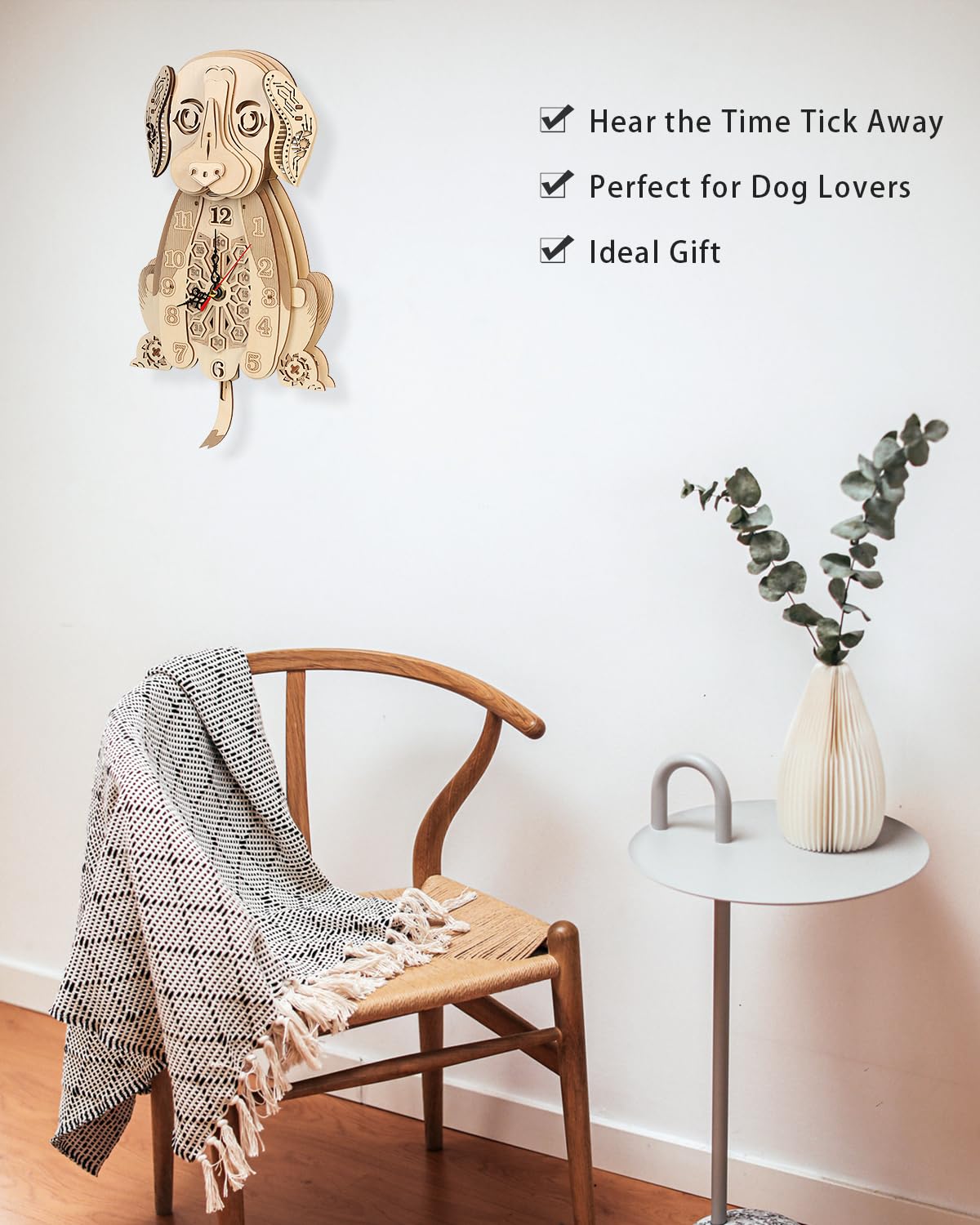 Beagle Clock: 3D Wooden Puzzle For Adults Christmas-Themed Wooden Clock Kits To Build With Wall Clock Pendulum