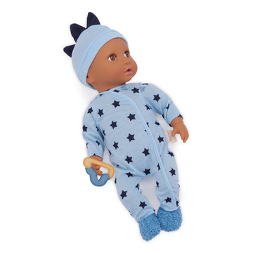 Lullababy - 14'' Baby Doll Clothing Set - Pajama Onesie Outfit - Hat With Soft 3D Spikes, Teether, Fuzzy Slippers - Imaginative