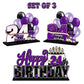 Lingteer Happy 24Th Birthday Purple Acrylic Table Topper Centerpieces Set - Cheers To 24 Years Old Birthday 24Th Bday Party Gift Decorations.