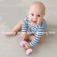 June Garden 6' My First Dumbbell - Plush Baby Rattle Toy - Safe Soft Barbell Workout Toy For Infants Boys And Girls - Pink