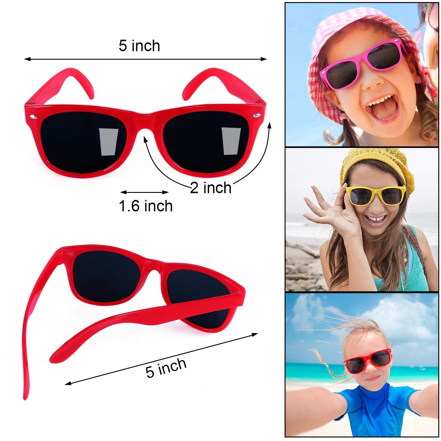 GINMIC Kids Sunglasses Party Favors, 12Pack Neon Sunglasses for Kids, Boys and Girls, Great Gift for Birthday Party Supplies, Be
