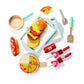 Food Truck Wooden Playset, 20 Fun Toy Pieces Including Cook Top, Steering Wheel, Sticker Sheet for Kids Name, includes Food Tray