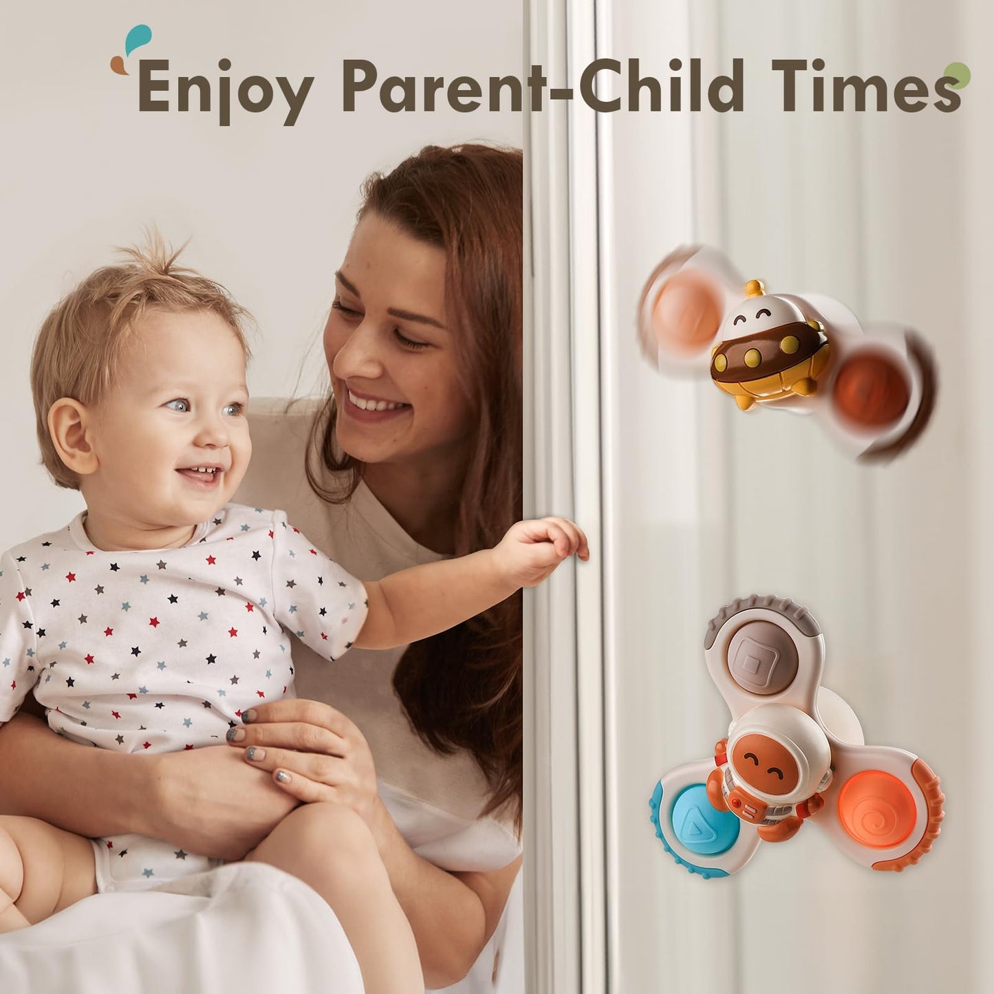 Alasou 3Pcs Pop Suction Cup Spinner Toys For 1 Year Old Boy Girl|Novelty Spinning Tops Toddler Toys Age 1-2|Sensory Baby Bath Toys For Toddlers 1-3|12 18 Months Boy Birthday Gift For Infant