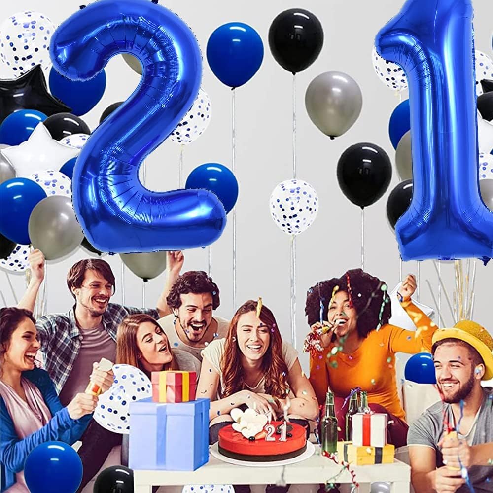 TONIFUL Giant 40 Inch Navy Blue Number 30 Helium Balloons - Foil Mylar for 30th Birthday Party Decorations