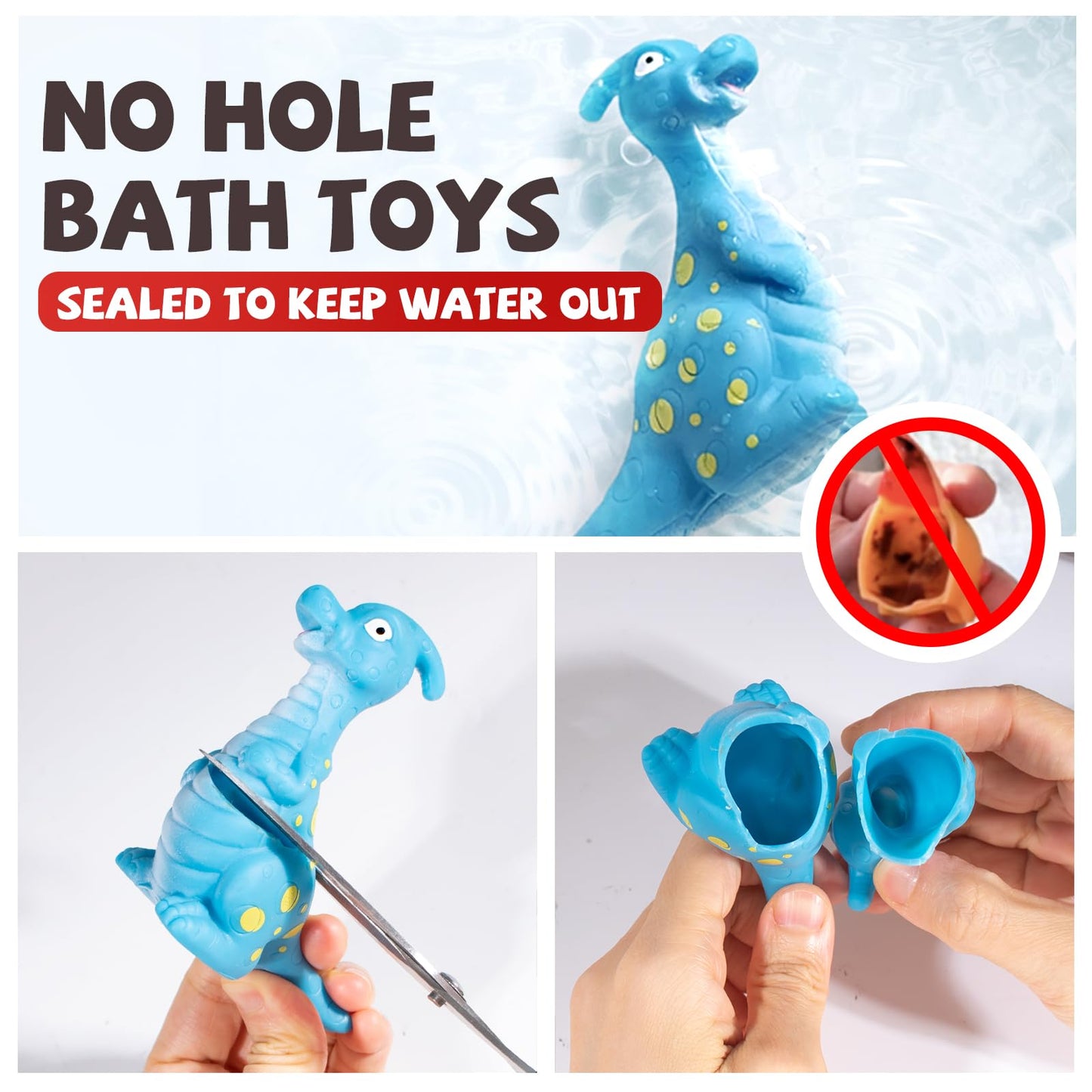 Hely Cancy Dinosaur Bath Toys for Toddlers - Small PVC No Hole Water Pool Toys