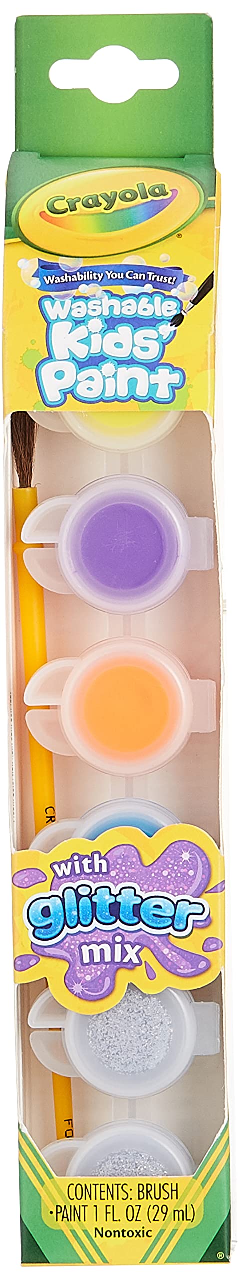 Crayola Washable Paint Pots, Glitter Paints, 6 ct