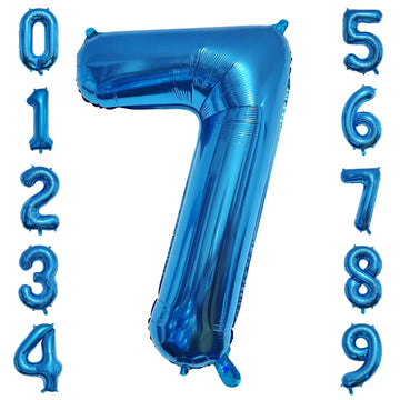 Paticool 40 Inch Blue Number Balloon 7, Large Number Foil Balloons Mylar For Girl Boy Birthday Party Celebration Decorations Sup