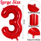 AIQINHU Red Number 3 Balloon - 40 Inch Jumbo Foil Mylar Balloon for 3rd Birthday Party Decorations