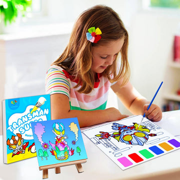 Junqiu Water Color Paint Sets For Kids, Paint With Water Books For Kids Ages 4-8, Pocket Watercolor Painting Book, Arts And Crafts Kit For Girls Boys Coloring With Brush(3Pack)