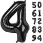 4 Balloon, Black Number Balloon 40 Inch, 4Th Gold And Black Party Decorations, Four Large Numbers For Party Decor, Number 4 Ball