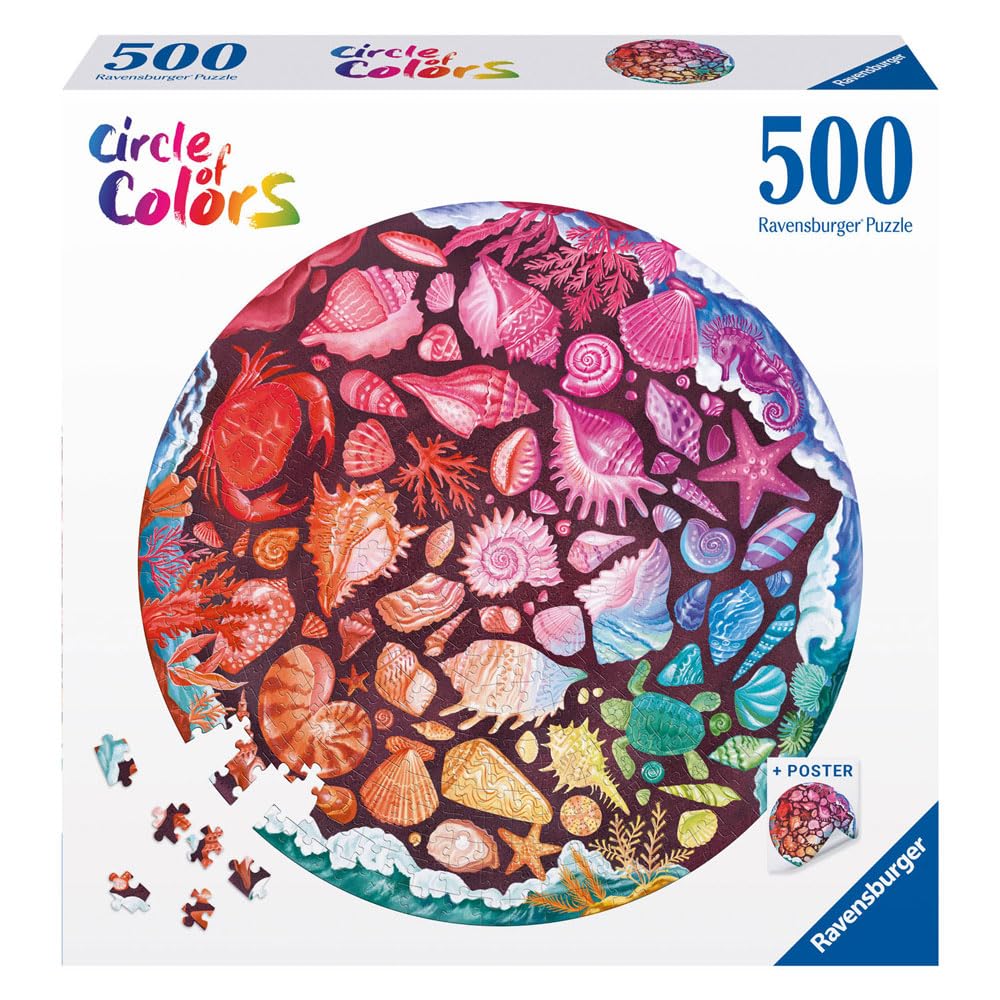 Ravensburger Circle Of Colors: Seashells 500 Piece Jigsaw Puzzle For Adults - 12000823 - Handcrafted Tooling, Made In Germany, Every Piece Fits Together Perfectly