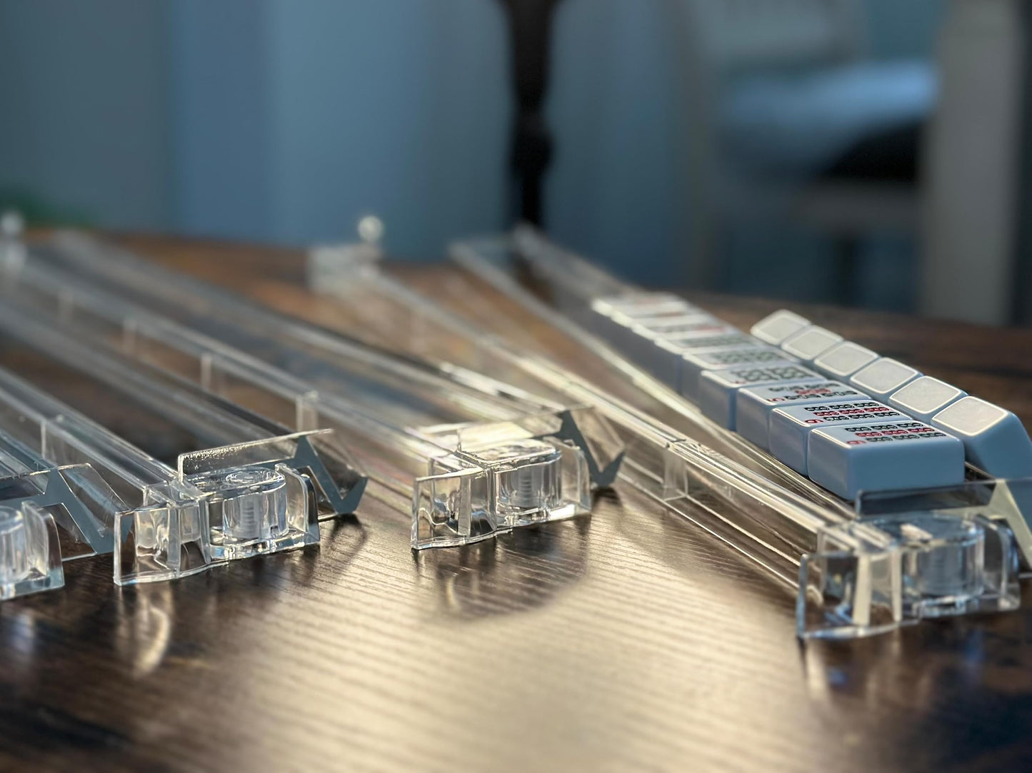 Mose Cafolo Set Of 4 All In One Transparent Mahjong Rack & Pusher Acrylic Mah Jongg Rack Pusher 18'' (Clear)