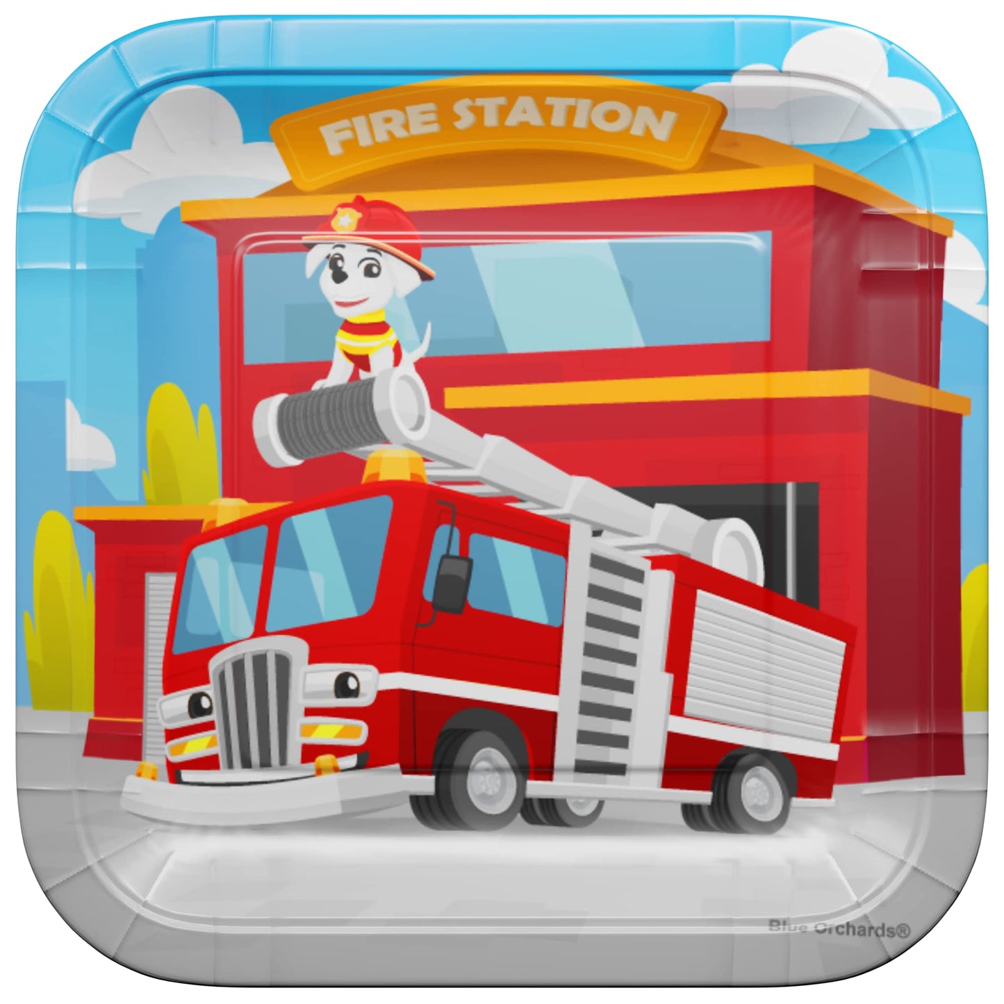 Blue Orchards Firefighter Value Party Supplies (64 Pieces For 20 Guests) - Fireman Party Plates And Napkin, Fire Truck Birthday, Boy Birthday Party Decorations, Firefighter Theme Party