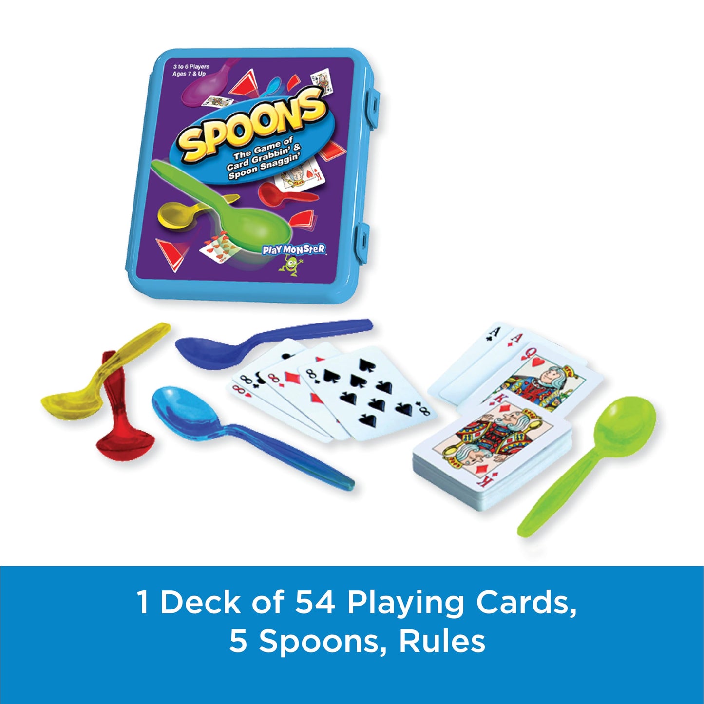 Spoons in a Case, Card Games for Kids - Spoons Game, Fun Family Games for Kids and Adults, Game Night, Travel Games, 3-6 Players