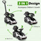 Costzon Push Cars For Toddlers, 3 In 1 Licensed Lamborghini Stroller Sliding Walking Car W/Handle, Armrest Guardrail, Underneath Storage, Horn, Foot-To-Floor Ride On Toy For Boys Girls (White)