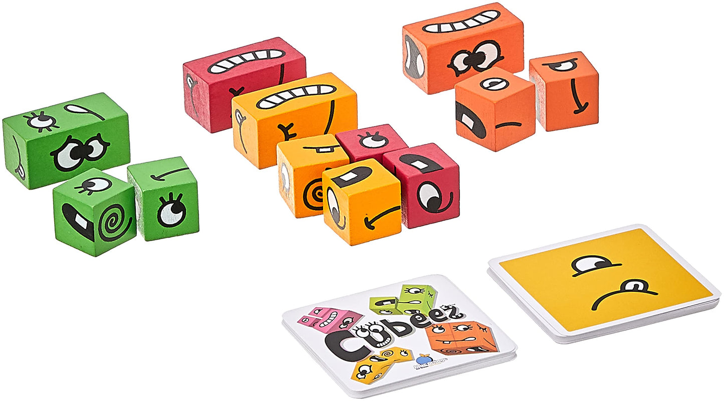 Cubeez The Original Wooden Face Changing Magic Cube Game | Expression Puzzle Building Blocks Pattern Matching Board Game | Kids, Teens, Adults, Family Games | Ages 6+ | By Blue Orange Games