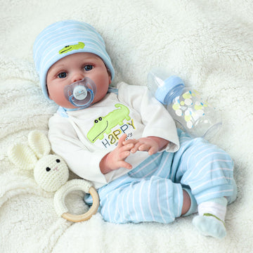 Scom Lifelike Reborn Baby Dolls - 22 Inch Realistic Baby Toddler Dolls Soft Cloth Body Vinyl Limbs, With Clothes And Doll Access