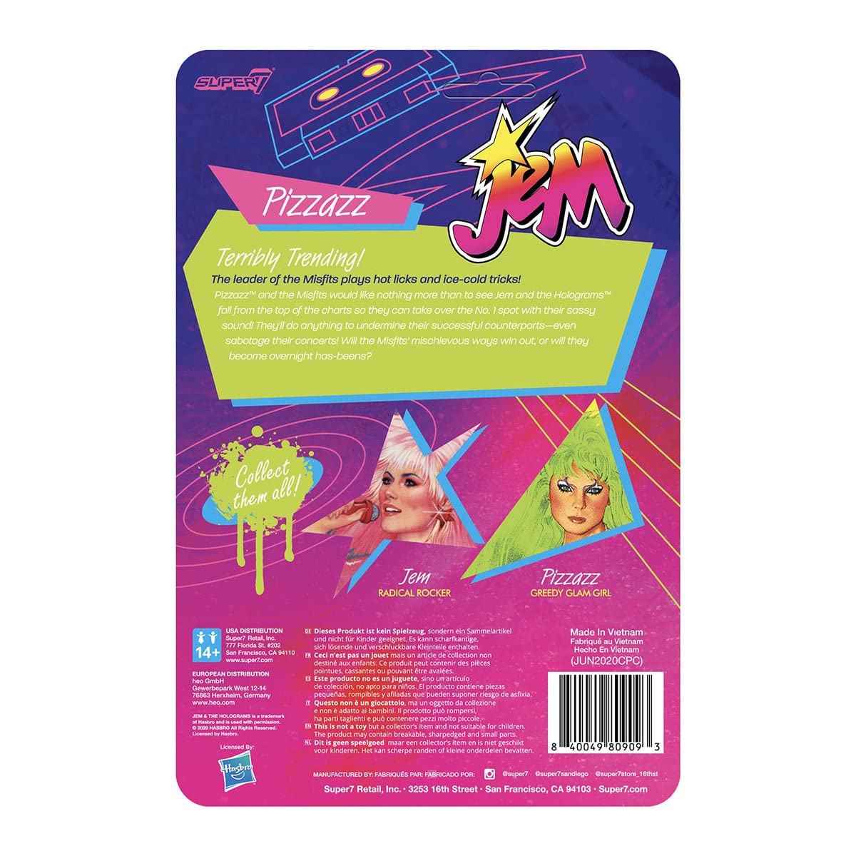Super7 Jem And The Holograms: Pizzazz Reaction Figure, Multicolor