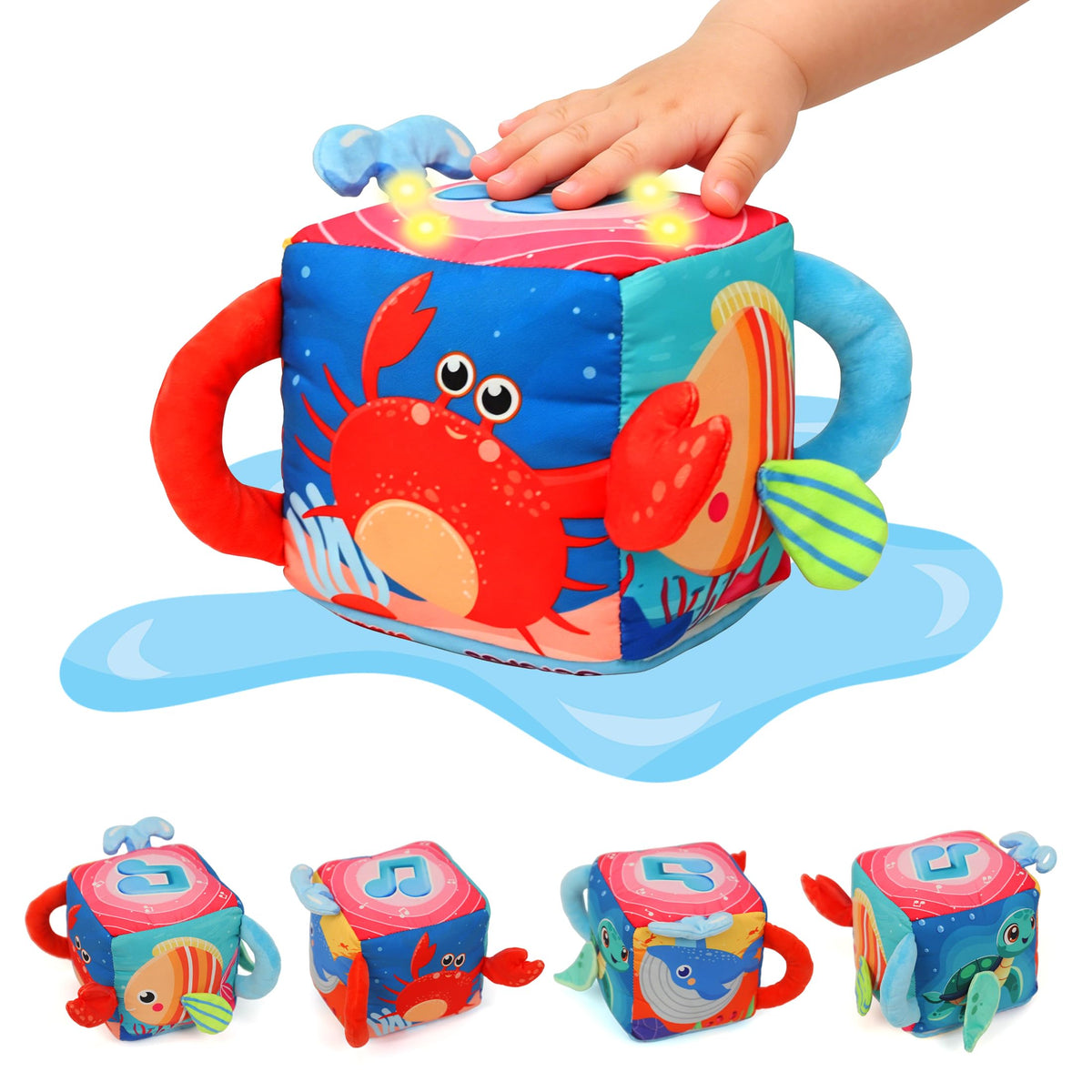 XPIY Baby Toys 612 Months, Soft Sensory Activity Cube with Lights & Sounds