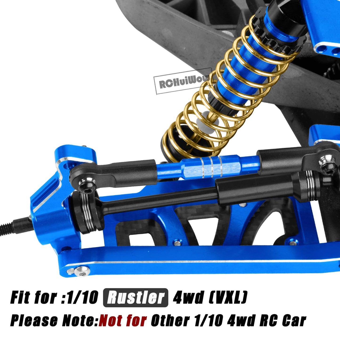 RCHuiWow 1/10 RC Upgrades for Rustler 4x4 - Driveshafts, Shocks, Suspension Arms, Navy Blue