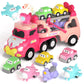newcrave Toys for 1 2 3 Year Old Girl Truck, 7-in-1 Carrier Truck Cars Toys for Girl, Toddler Girls Toys Age 1-2 2-3, Princess T