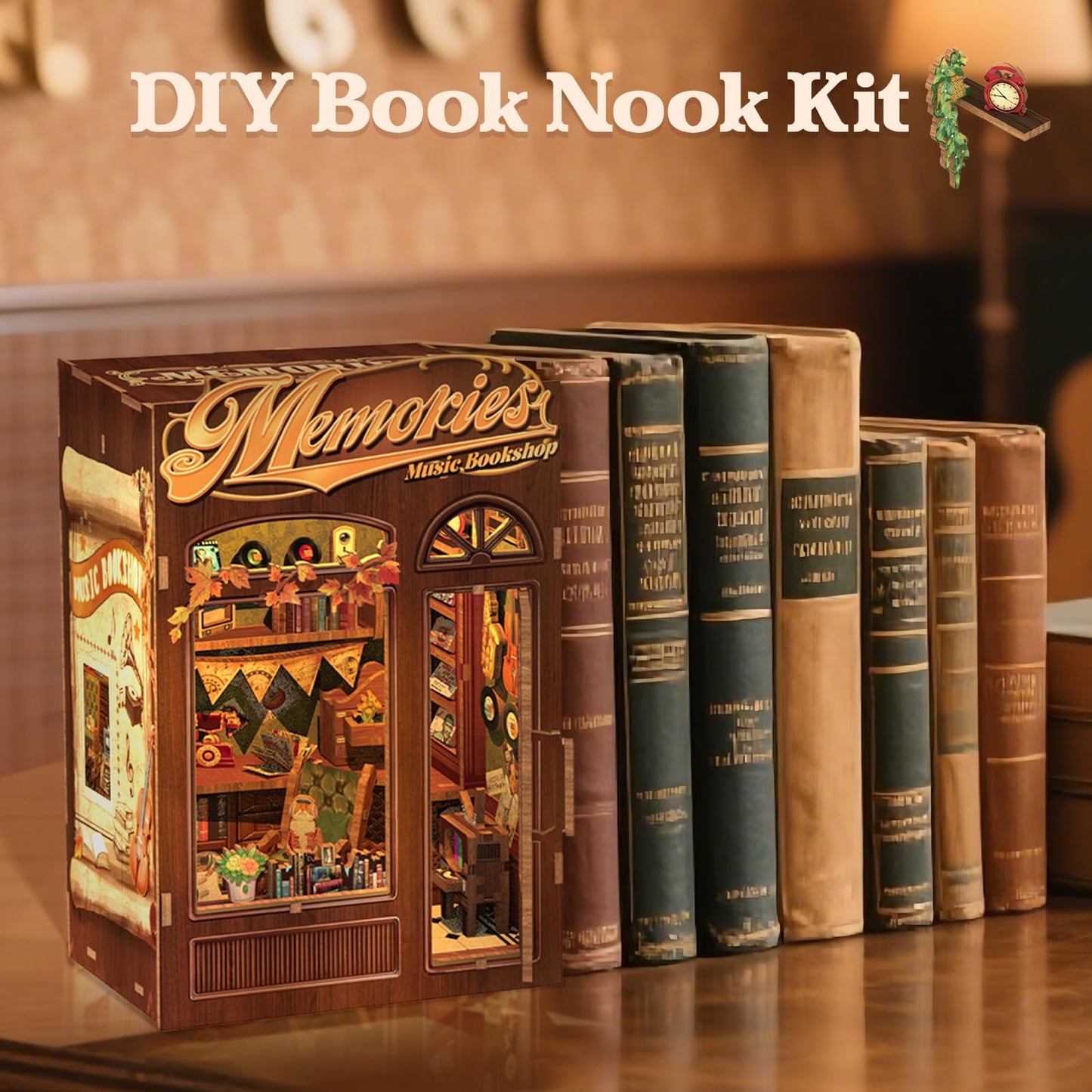 CUTEBEE Book Nook Kit  DIY Miniature House Kits for mature-themed and Teens  Dollhouse Mini Booknook Music House Bookshelf  DIY Craft Gifts for Family and Friends(Memories Music Bookshop)